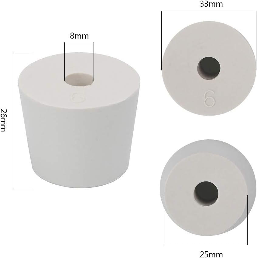 Enjoyist 10-Pack Drilled Natural Rubber Stopper #6