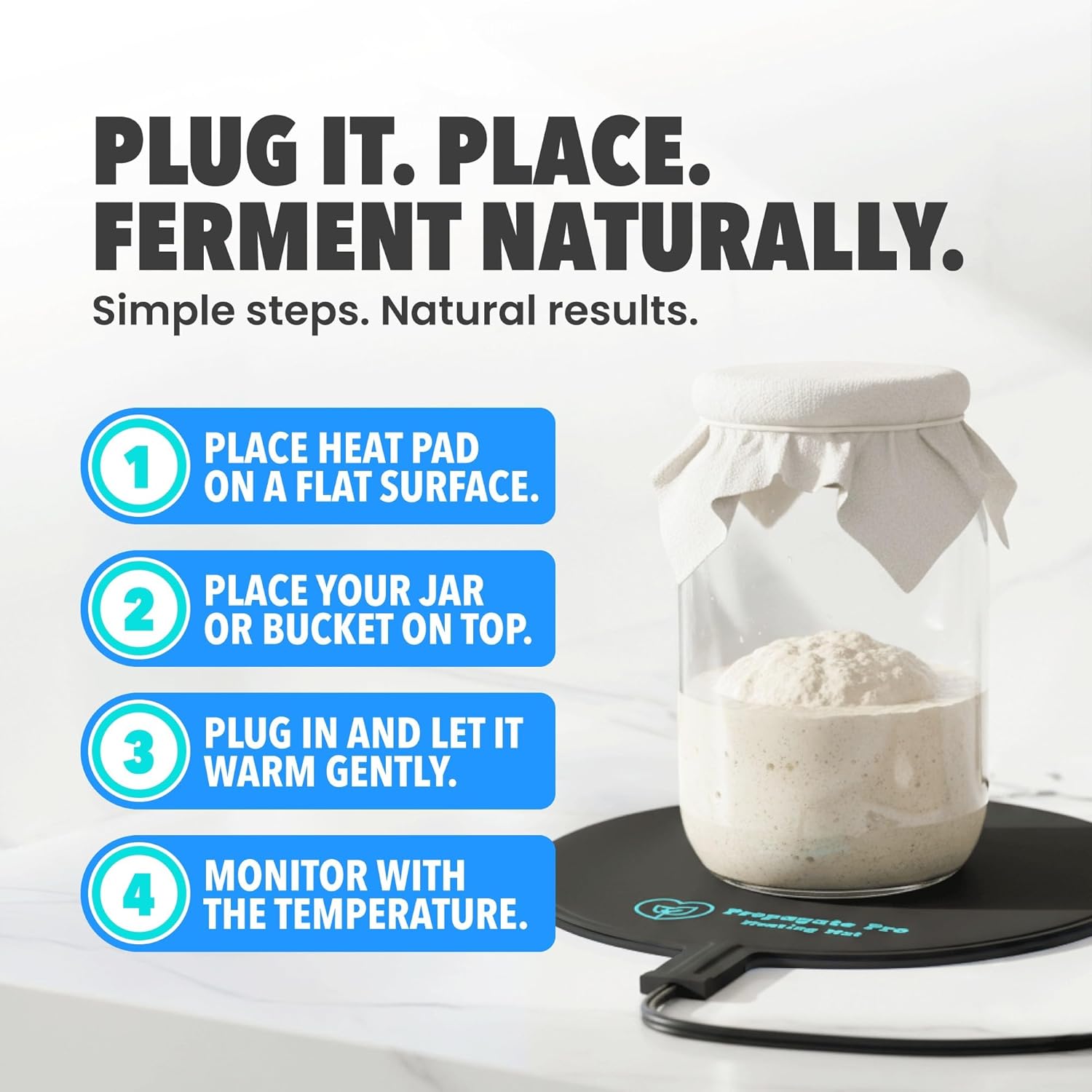Brewing & Fermentation Heat Pad with Heating Thermostat - 10" Sourdough Starter Warmer Mat